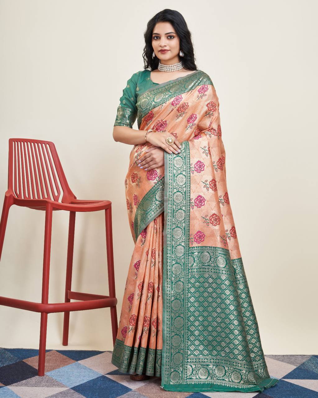 Orange Color Soft Kanjivaram Silk Saree