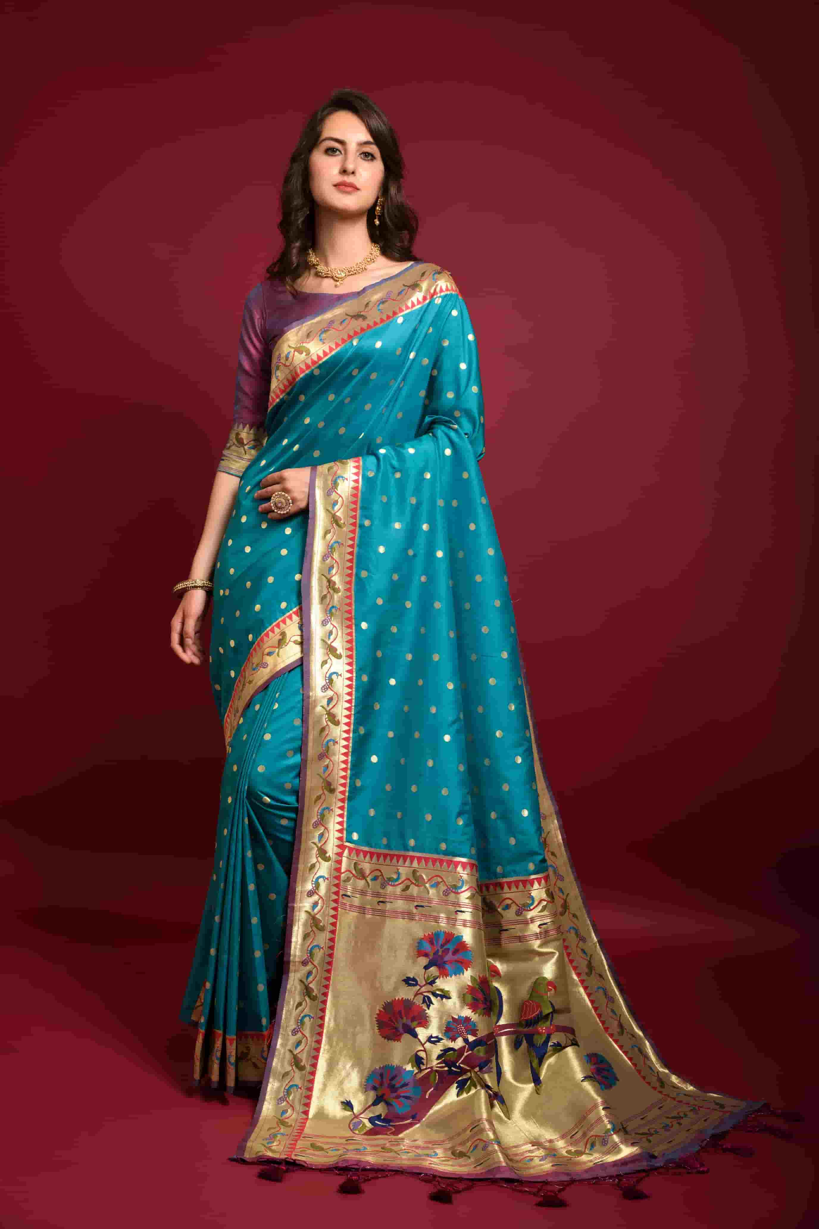 Rama Color Soft SIlk Paithani Silk Saree