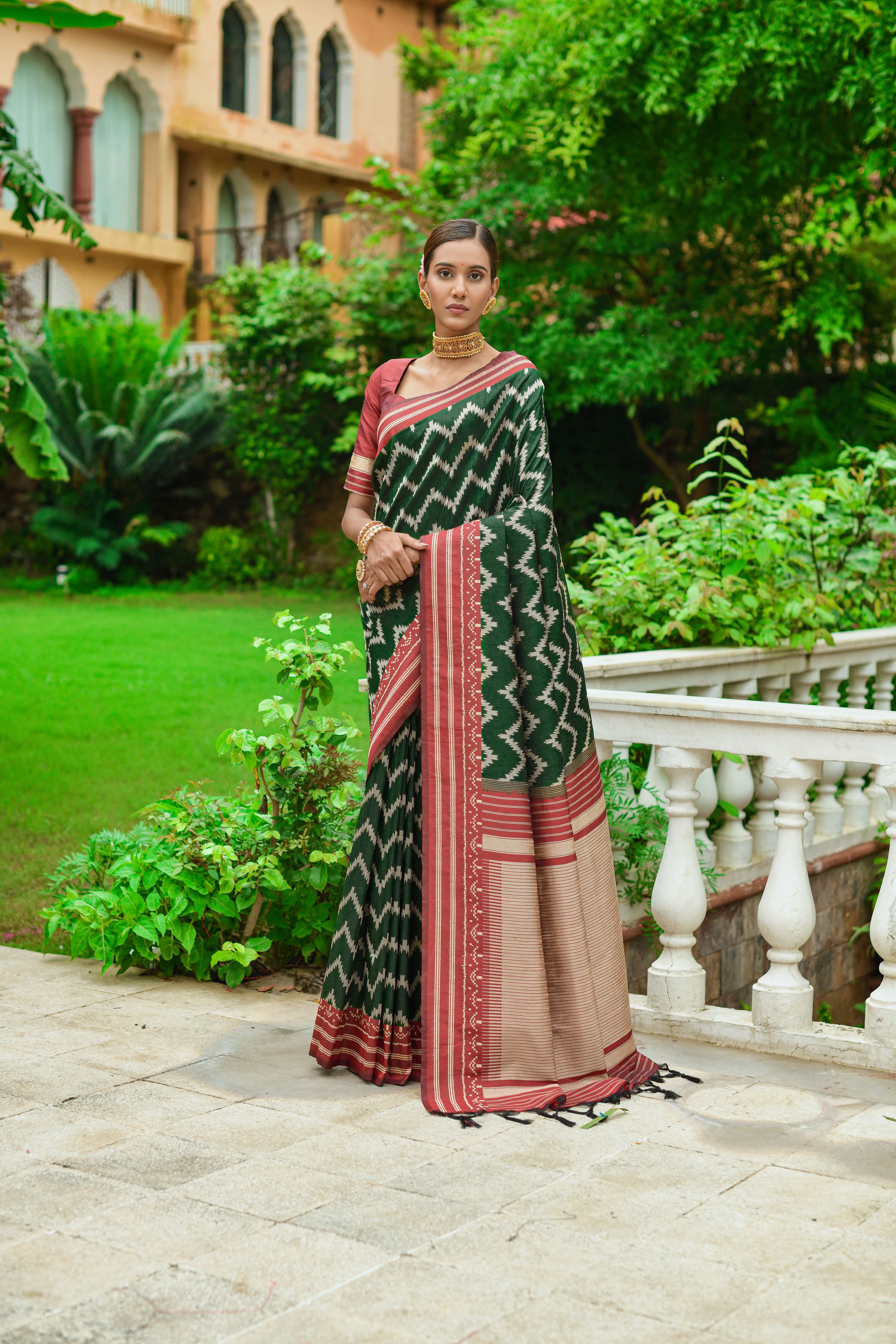 Green Banarasi Raw Silk Saree