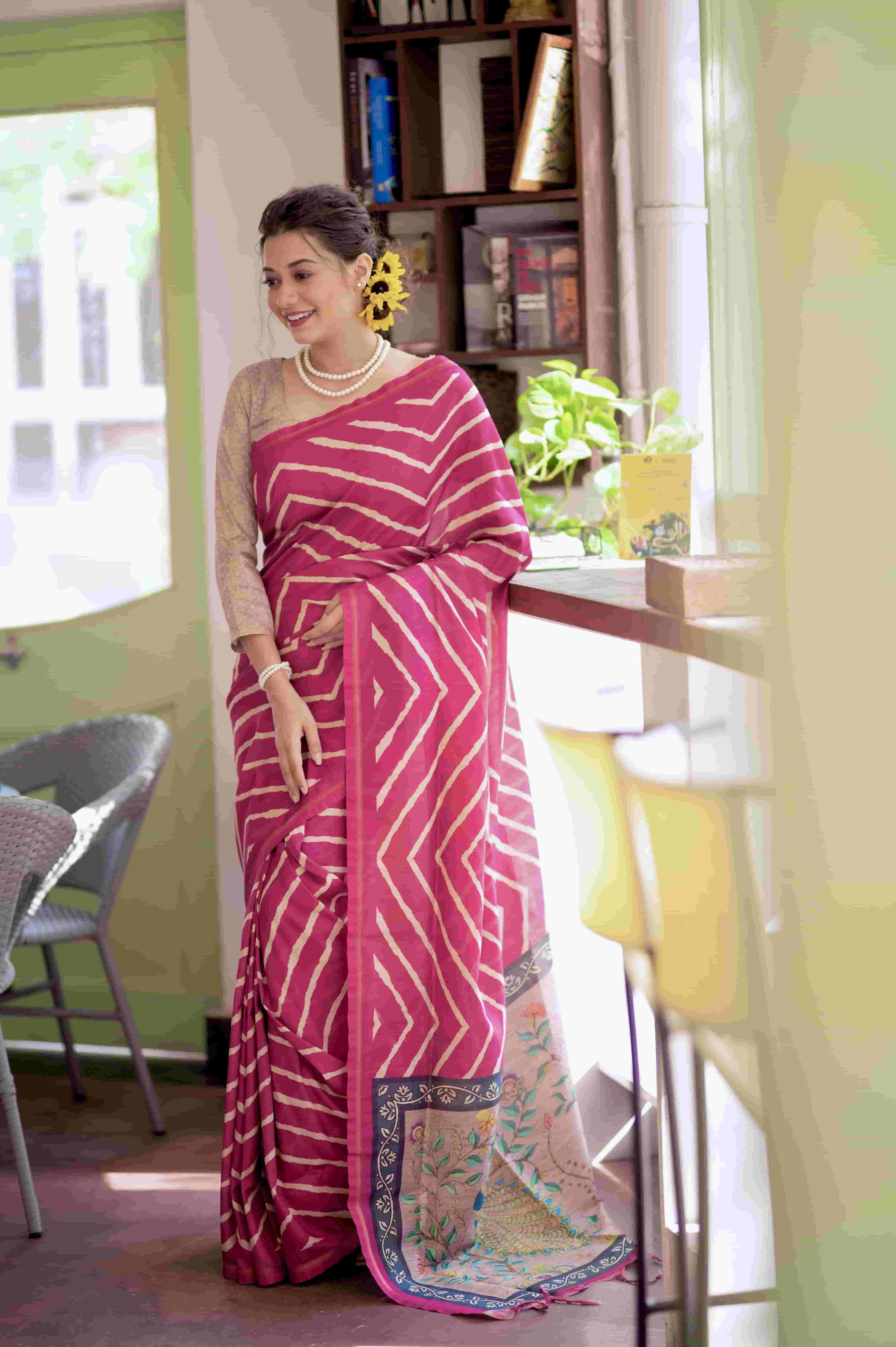 Gajri Tussar Leriya Saree