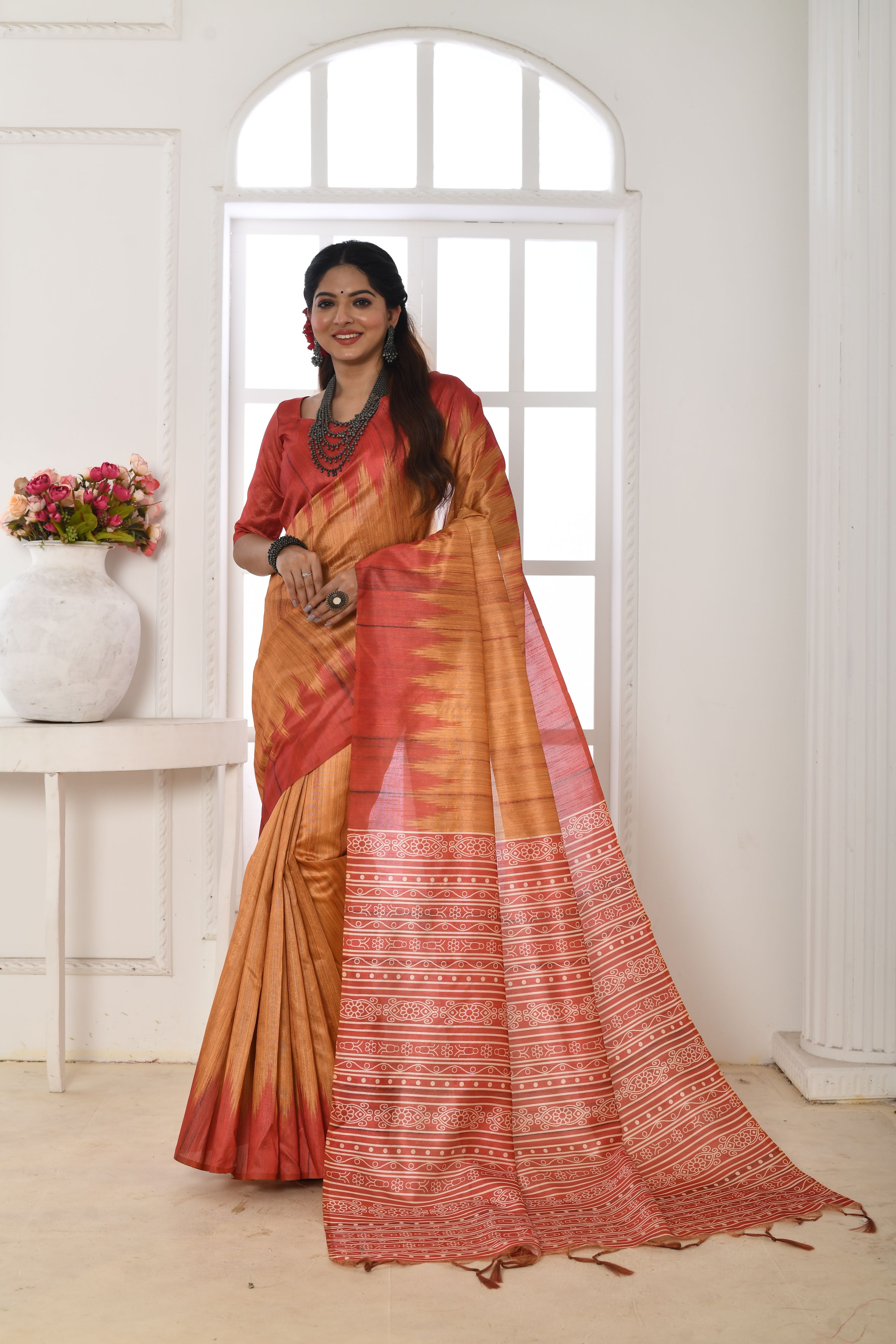 Mustard Color Printed Saree