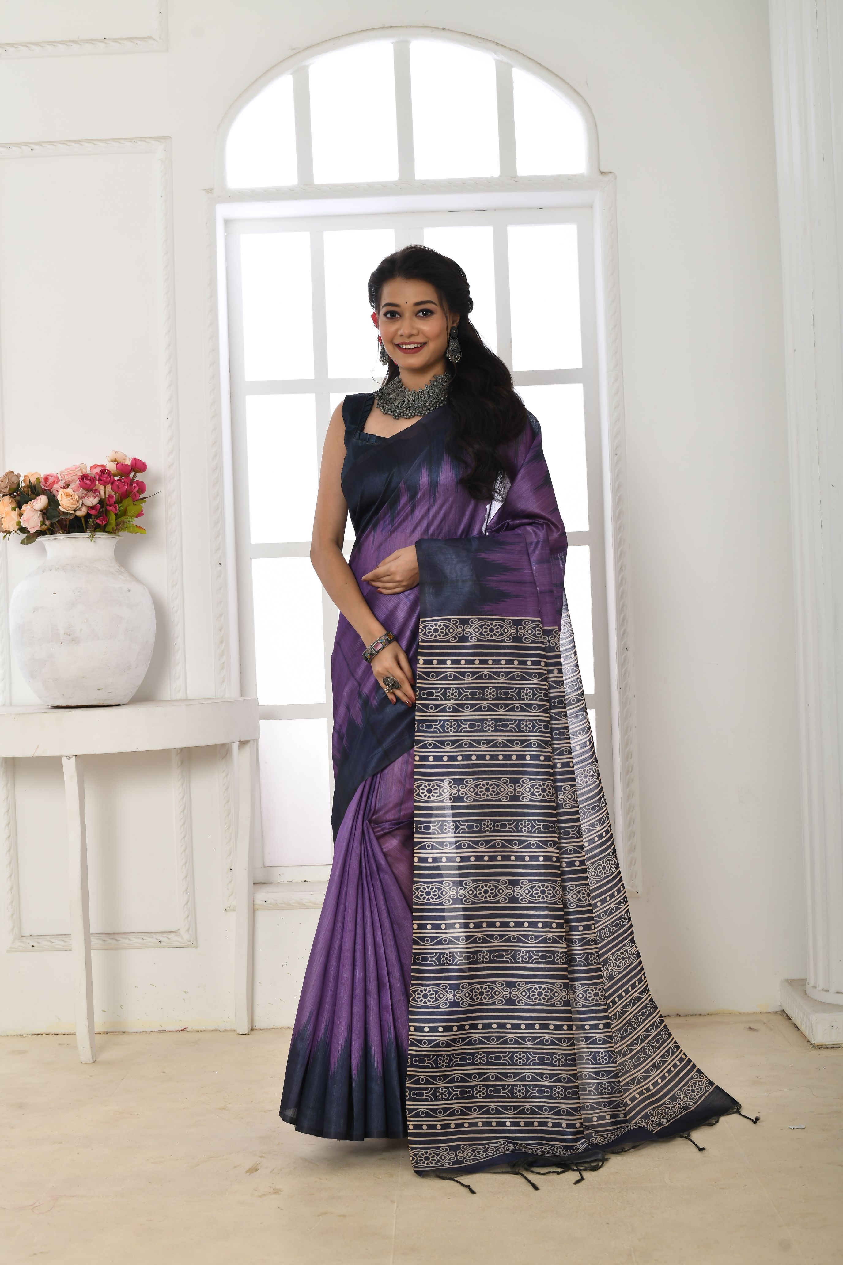 Purple Color Printed Saree