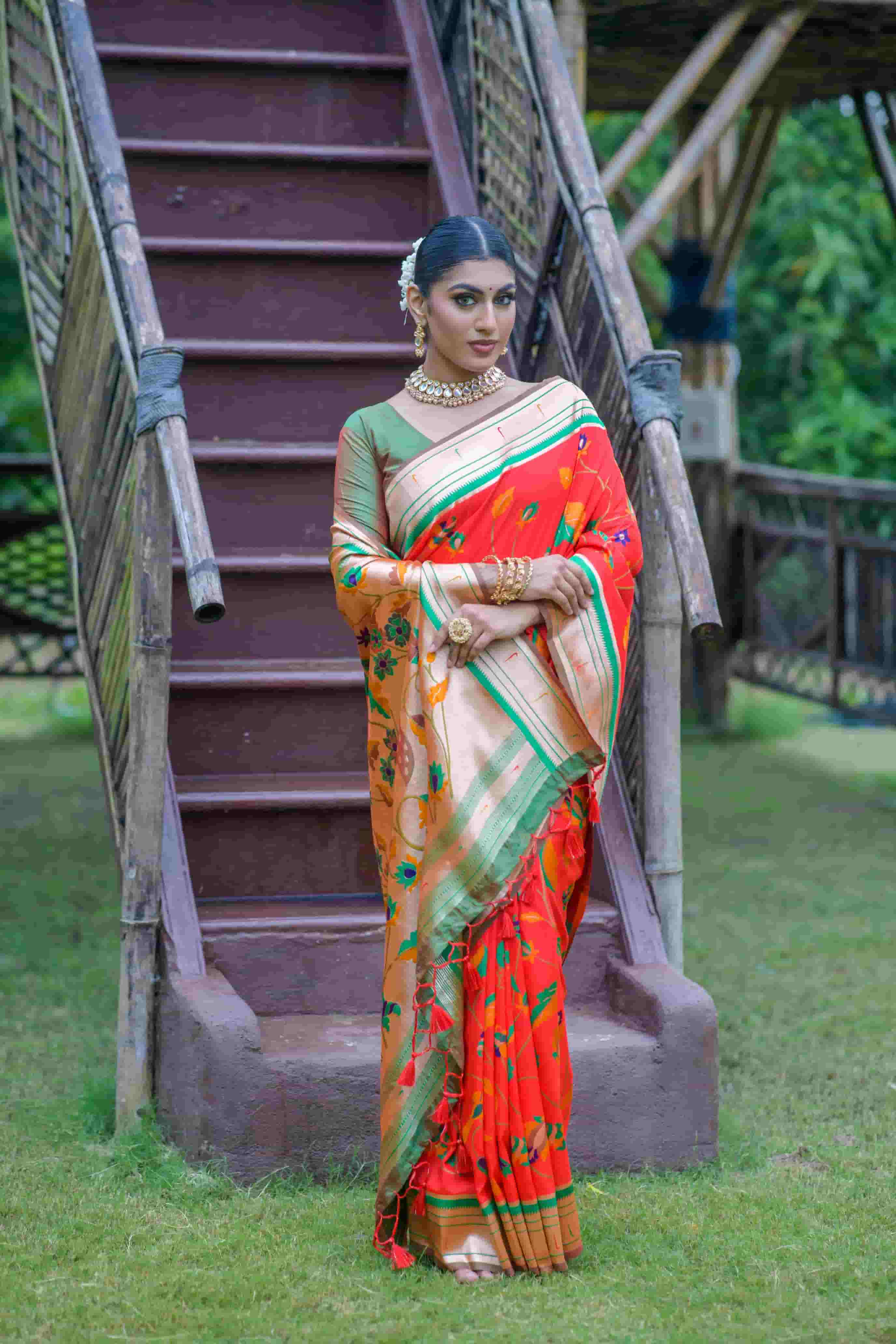 Red Banarasi Paithani Saree