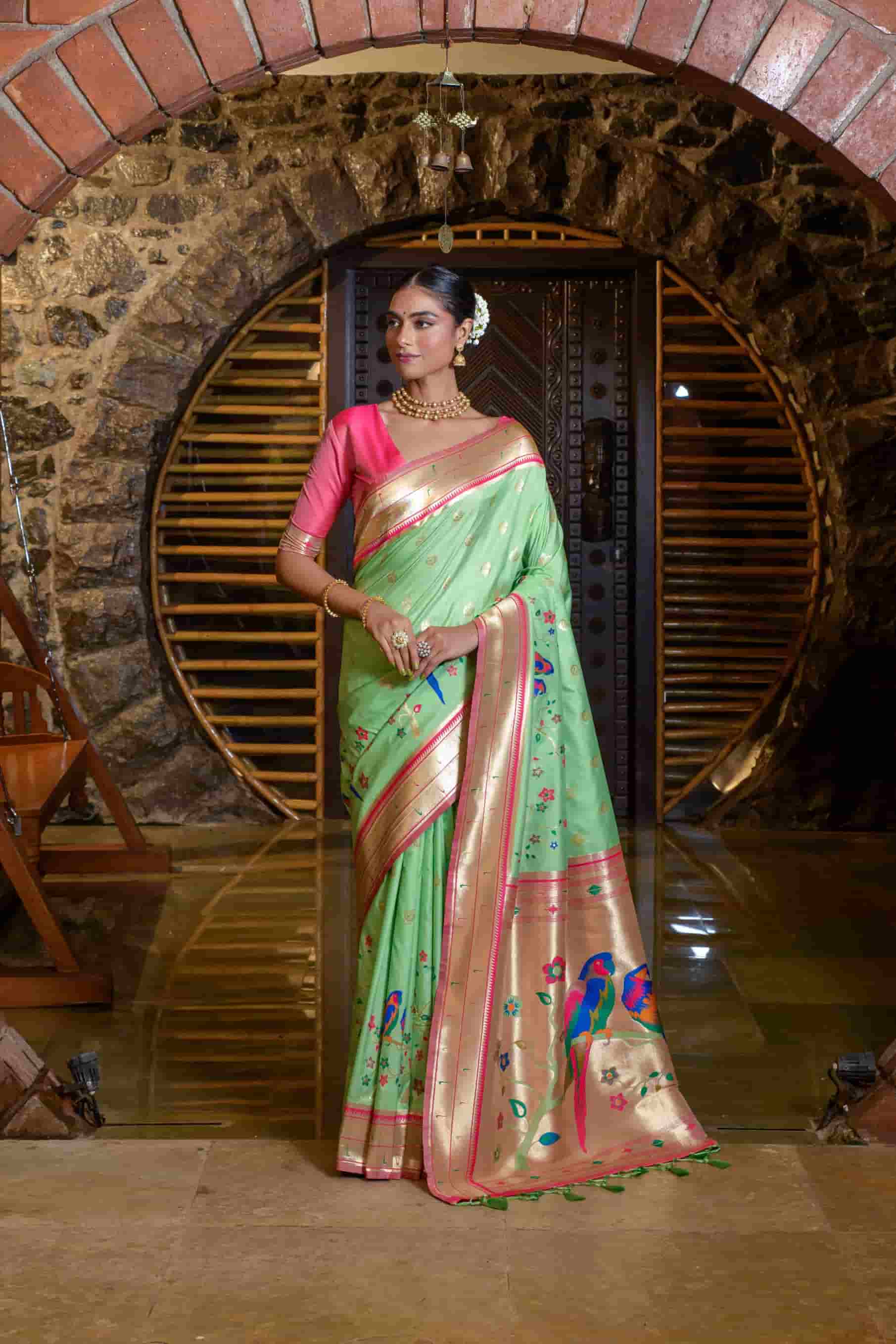 Pista Green Paithaani Saree