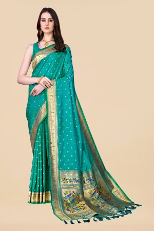 Rama Color Soft Paithani Silk Saree