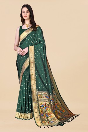 Green Color Traditional paithani Silk Saree