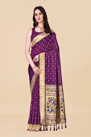 Purple Color Soft Paithani Silk Saree