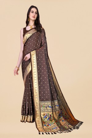 Brown Color Paithani Silk Saree