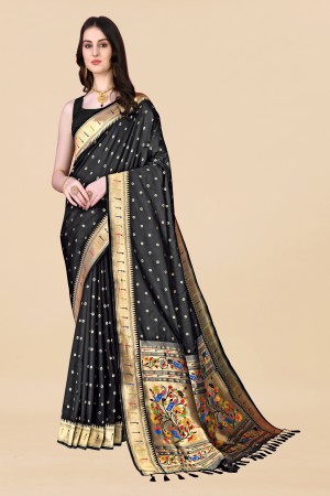Black Color Paithani Silk Saree