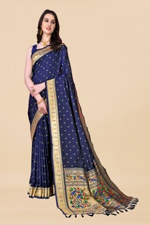 Navy Blue Color Pathani Silk Saree