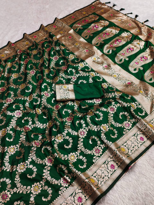 Green color Banarasi Silk Saree