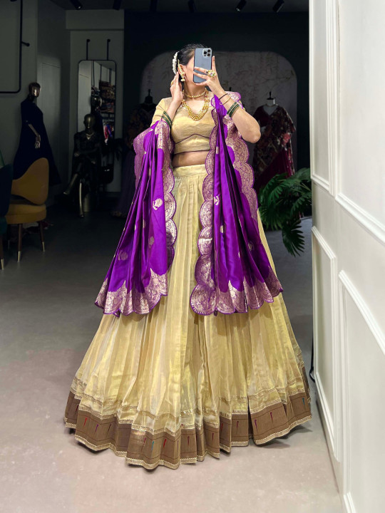 Beautiful Cream Color Lehenga Choli Set