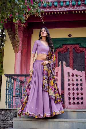 Lavender Lehenga Choli With Dupatta