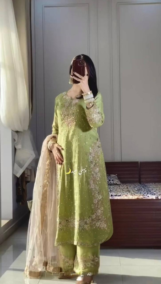 Green Color Top Plazo Set With Dupatta