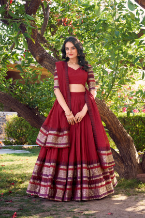 Red Color plain Lehenga choli set