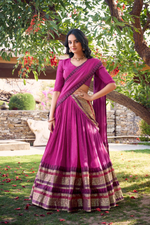 Pink Plain Lehenga Choli set